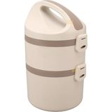 Vagonlife Bento 1800ML Lunchbox 2 Katlı 4-6 Saat Sıcak/soğuk Termos Özellikli Çelik Sefer Tası Yemek Kutusu (Bej) - 41 Delft Blue