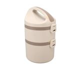 Vagonlife Bento 1800ML Lunchbox 2 Katlı 4-6 Saat Sıcak/soğuk Termos Özellikli Çelik Sefer Tası Yemek Kutusu - Bej
