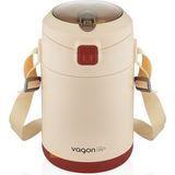 Vagonlife Bento 1800ML Lunchbox Yeni Koleksiyon 2 Kaseli 4-6 Saat Sıcak/soğuk Termos Özellikli Çelik Sefer Tası Yemek Kutusu - Bej