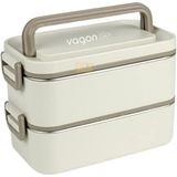 Vagonlife Bento 2000ml Lunchbox 2 Katlı 3 Bölmeli Mini Kaseli Çelik Sefer Tası Yemek Kutusu (Bey