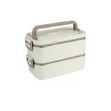 Vagonlife Bento 2000ml Lunchbox 2 Katlı 3 Bölmeli Mini Kaseli Çelik Sefer Tası Yemek Kutusu (Beyaz)
