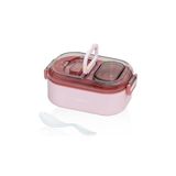 Vagonlife Bento 550ml Lunchbox Tek Katlı Bölmesiz Çelik Sefer Tası Yemek Kutusu (Pembe)