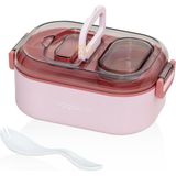 Vagonlife Bento 550ML Lunchbox Yeni Koleksiyon Tek Katlı Bölmesiz Çelik Sefer Tası Yemek Kutusu - Pembe