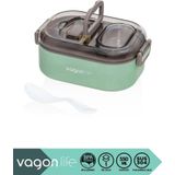 Vagonlife Bento 550ML Lunchbox Yeni Koleksiyon Tek Katlı Bölmesiz Çelik Sefer Tası Yemek Kutusu - Yeşil