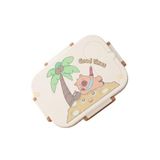 Vagonlife Bento 600ml Lunchbox Capybara Desenli Tek Katlı 2 Bölmeli Paslanmaz Çelik Sefer Tası Yemek Kutusu (Ada)