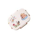 Vagonlife Bento 600ml Lunchbox Capybara Desenli Tek Katlı 2 Bölmeli Paslanmaz Çelik Sefer Tası Yemek Kutusu (Bahçe)