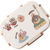 Vagonlife Bento 600ML Lunchbox Capybara Desenli Tek Katlı 2 Bölmeli Paslanmaz Çelik Sefer Tası Yemek Kutusu - Kahverengi - Beyaz