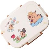 Vagonlife Bento 600ML Lunchbox Capybara Desenli Tek Katlı 2 Bölmeli Paslanmaz Çelik Sefer Tası Yemek Kutusu - Kahverengi