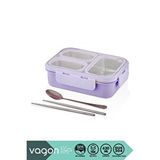 Vagonlife Bento 620ml Lunchbox Yeni Koleksiyon Tek Katlı 3 Bölmeli Çelik Sefer Tası Yemek Kutusu Mor