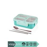 Vagonlife Bento 620ml Lunchbox Yeni Koleksiyon Tek Katlı 3 Bölmeli Çelik Sefer Tası Yemek Kutusu Turkuaz