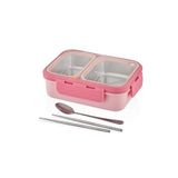Vagonlife Bento 700ml Lunchbox Tek Katlı 2 Bölmeli Çelik Sefer Tası Yemek Kutusu (Pembe)