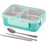 Vagonlife Bento 700ML Lunchbox Tek Katlı 2 Bölmeli Çelik Sefer Tası Yemek Kutusu (Turkuaz) - 41 Delft Blue