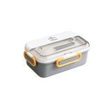 Vagonlife Bento 900ml Lunchbox 1 Katlı 3 Bölmeli Çelik Sefer Tası Yemek Kutusu (Gri)