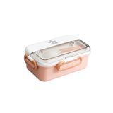 Vagonlife Bento 900ml Lunchbox 1 Katlı 3 Bölmeli Çelik Sefer Tası Yemek Kutusu (Pembe)