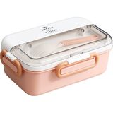 Vagonlife Bento 900ml Lunchbox Yeni Koleksiyon 1 Katlı 3 Bölmeli Çelik Sefer Tası Yemek Kutusu (Pembe)