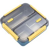 Vagonlife Bento 950ML Lunchbox Tek Katlı 3 Bölmeli Çelik Sefer Tası Yemek Kutusu (Lacivert-Sarı - 0 - 19 lt - Çok Renkli