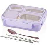 Vagonlife Bento 950ML Lunchbox Tek Katlı 4 Bölmeli Çelik Sefer Tası Yemek Kutusu (Mor) - 41 Delft Blue