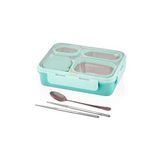 Vagonlife Bento 950ml Lunchbox Tek Katlı 4 Bölmeli Çelik Sefer Tası Yemek Kutusu (Turkuaz)