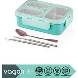 Vagonlife Bento 950ML Lunchbox Yeni Koleksiyon Tek Katlı 4 Bölmeli Çelik Sefer Tası Yemek Kutusu