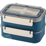 Vagonlife Bento Lunch Box 1600 ml 2 Kat Yeni Nesil Sefer Tası Paslanmaz Çelik -FFLBOX2221 (Laciver - Çok Renkli