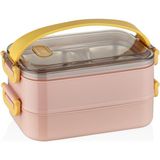 Vagonlife Bento Lunch Box Ofis-Okul Için Yeni Nesil Sefer Tası 2 Kat Taşıma Kulplu Çelik FF367 Pudra - 0,33 - 00-Siyah - Beyaz