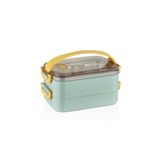 Vagonlife Bento Lunch Box Ofis-Okul Için Yeni Nesil Sefer Tası 2 Kat Taşıma Kulplu Çelik FF367 - Yeşil