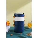 Vagonlife Bento Lunch Box Ofis-Okul Için Yeni Nesil Sefer Tası 3 Katlı Büyük Boy Çelik FF545 - Lacivert
