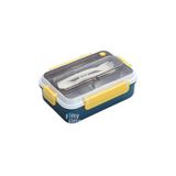 Vagonlife Bento Lunch Box Ofis-Okul İçin Yeni Nesil Sefer Tası Tek Kat 3 Bölme Çatal Ve Kaşıklı -Paslanmaz Çelik FF528 Lacivert