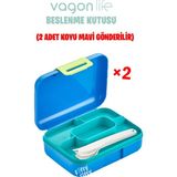 Vagonlife Beslenme Kutusu 2 Katlı Çatal bıçak kaşık Setli - Koyu Lacivert