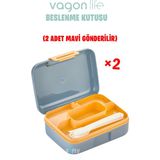 Vagonlife Beslenme Kutusu 2 Katlı Çatal,bıçak,kaşık Setli - Mavi - Lacivert