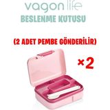 Vagonlife Beslenme Kutusu 2 Katlı Çatal,bıçak,kaşık Setli - Pembe - Lila