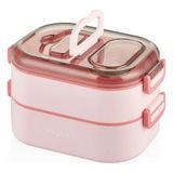 Vagonlife Beslenme Kutusu 2 Katlı - Paslanmaz Çelik - 1000ML Yeni Nesil Lunch Box - Pembe