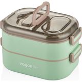 Vagonlife Beslenme Kutusu 2 Katlı - Paslanmaz Çelik - 1000ML Yeni Nesil Lunch Box - Yeşil