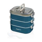 Vagonlife Beslenme Kutusu 3 Katlı Paslanmaz Çelik - 1450ML Yeni Nesil Lunch Box - Mavi