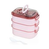 Vagonlife Beslenme Kutusu 3 Katlı Paslanmaz Çelik - 1450ML Yeni Nesil Lunch Box - Pembe