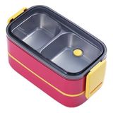 Vagonlife Beslenme Kutusu İki Katlı - Paslanmaz Çelik - 1400ml (Kaşık ve Çatal) Lunch Box (Bordo)