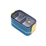 Vagonlife Beslenme Kutusu İki Katlı - Paslanmaz Çelik - 1400ml (Kaşık ve Çatal) Lunch Box (Lacivert)