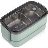 Vagonlife Beslenme Kutusu İki Katlı - Paslanmaz Çelik - 1400ml (Kaşık ve Çatal) Lunch Box (Yeşil)