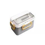 Vagonlife Beslenme Kutusu Lunch Box Paslanmaz Çelik 2 Bölmeli 900 Ml Gri