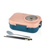 Vagonlife Beslenme Kutusu Paslanmaz Çelik - 1100 ml Sos (Yoğurt) Kaseli Yeni Nesil Lunch Box (Pembe)