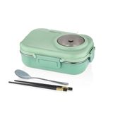 Vagonlife Beslenme Kutusu Paslanmaz Çelik - 1100 ml Sos (Yoğurt) Kaseli Yeni Nesil Lunch Box (Yeşil)
