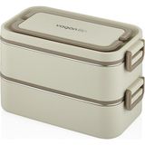 Vagonlife Beslenme Kutusu Paslanmaz Çelik - 2000 ml Çorba ( Yoğurt ) Kaseli 2 Katlı Yeni Nesil Lunch Box - Bej