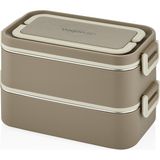 Vagonlife Beslenme Kutusu Paslanmaz Çelik - 2000 ml Çorba ( Yoğurt ) Kaseli 2 Katlı Yeni Nesil Lunch Box - Kahve