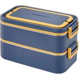 Vagonlife Beslenme Kutusu Paslanmaz Çelik - 2000 ml Çorba ( Yoğurt ) Kaseli 2 Katlı Yeni Nesil Lunch Box - Mavi