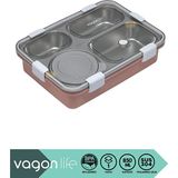 Vagonlife BL50433-1 850ML 4 Bölmeli Çelik Saklama Kabı - Pembe