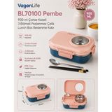 Vagonlife BL70100 Pembe 900 ml Çorba Kaseli 3 Bölmeli Paslanmaz Çelik Lunch Box Beslenme Kabı - Standart - Çok Renkli