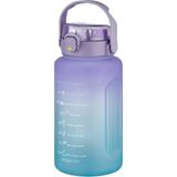 Vagonlife Büyük Boy Motivasyon Matarası 2000 ml Mor-Turkuaz SoftTouch Sızdırmaz Kullanım