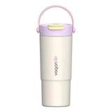 Vagonlife Çelik Pipetli/pipetsiz Kullanım Silikon El Askılı Matara/termos VGN1102 660ML - Krem