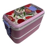 Vagonlife Çelik Yemek Kabı 2 Katlı 3 Bölmeli 700 ml - Lunch Box VGN6748 - Pembe