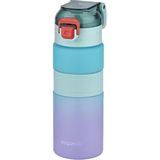Vagonlife Çift Renk 600ML Kaydırmaz Silikon Gövde Rahat Içim-Pipetsiz- Motivasyon Su Matarası Turkua - Çok Renkli - Standart